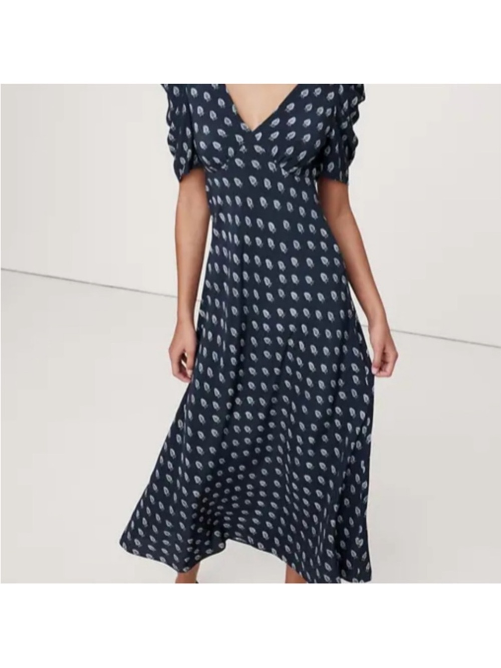 Banana Republic Silk Puff Sleeve Midi Dress NWT